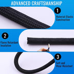 Flauzmann 1/2" Braided Cable Sleeve - 10Ft Cat Cord Protector Split Wire Loom - Image 5