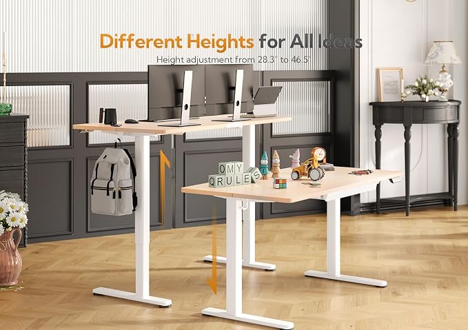 Claiks Standing Desk with Drawers, 48x24 Inch Stand Up Electric Adjustable - Image 2