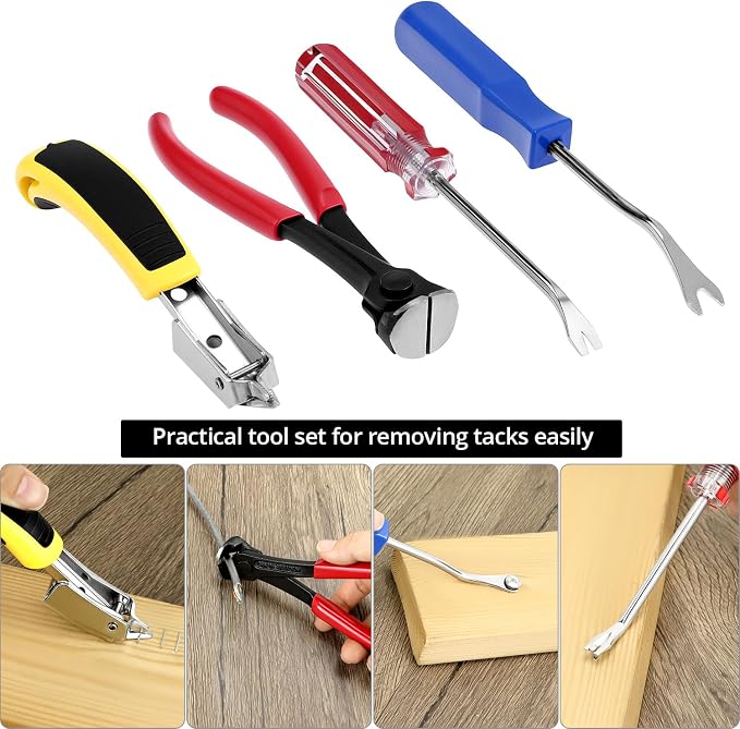 QWORK 4 Pcs Staple Remover Tool and Nail Puller Set, End Cutting Plier - Image 7
