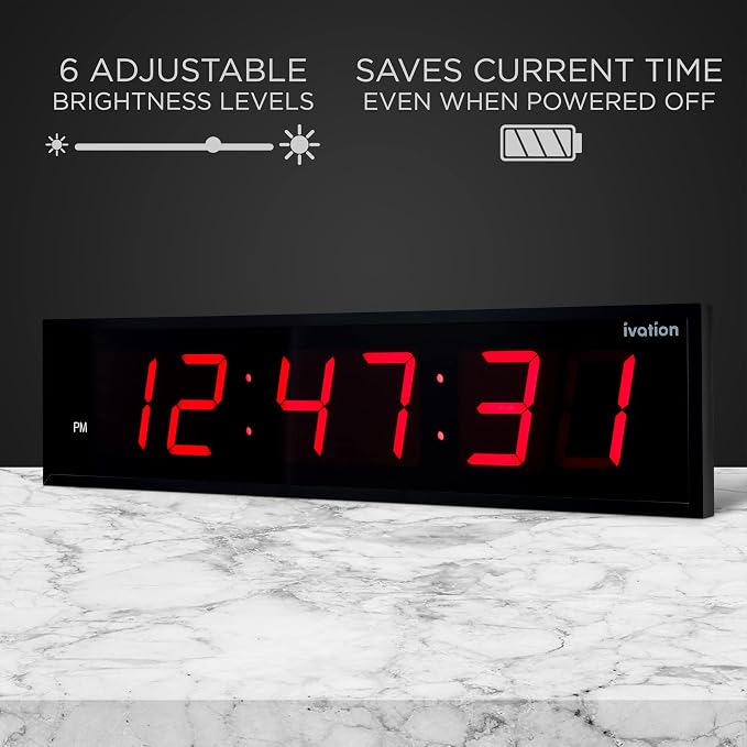 Ivation Huge Oversized 72" Large Digital LED Clock | Big Digital Clock - Image 4