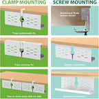 KEEGH 16'' Under Desk Cable Management Tray, Drill Free Clamp/Screws Mount - Image 2