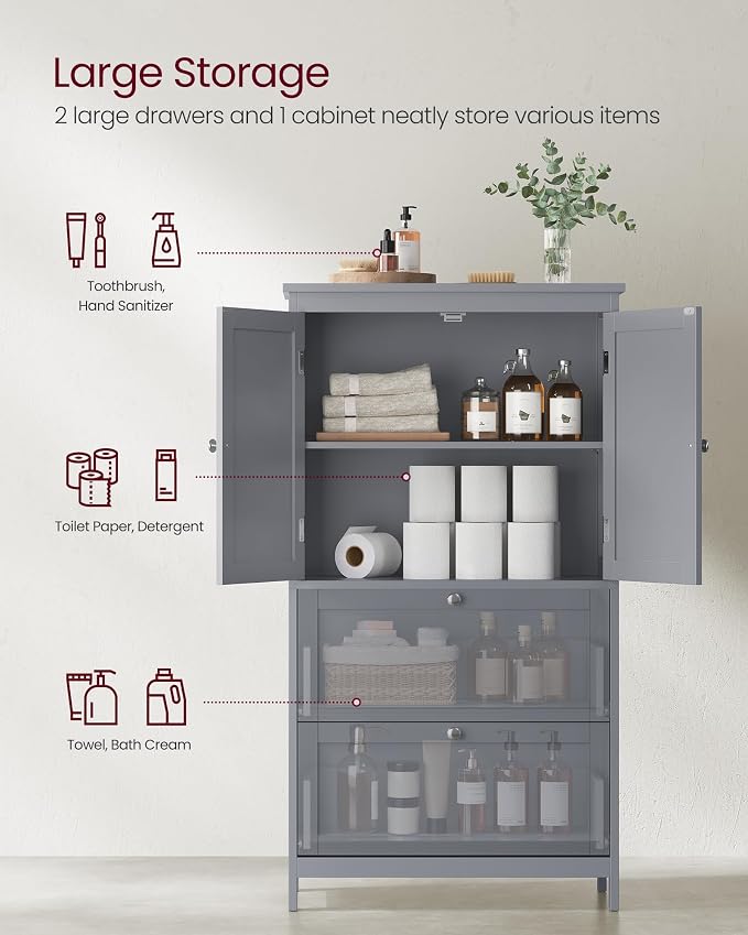VASAGLE Floor Storage Cabinet, Freestanding Storage Unit - Image 5