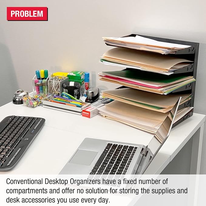 Desktop Organizer 12 Letter Tray Sorter Plus Riser Storage Base & 3 Storage - Image 2