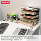 Desktop Organizer 12 Letter Tray Sorter Plus Riser Storage Base & 3 Supply - Image 2