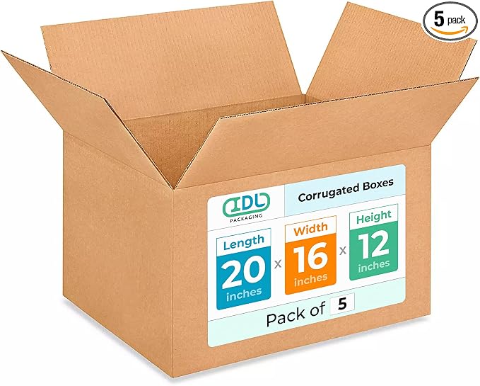 Large Shipping & Moving Boxes 20 x 16 x 12 inches by IDLPackaging