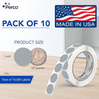 Perco Grey 1-Inch Perforated Circle Dot Sticker Labels — 10 Rolls, 000 Round - Image 2