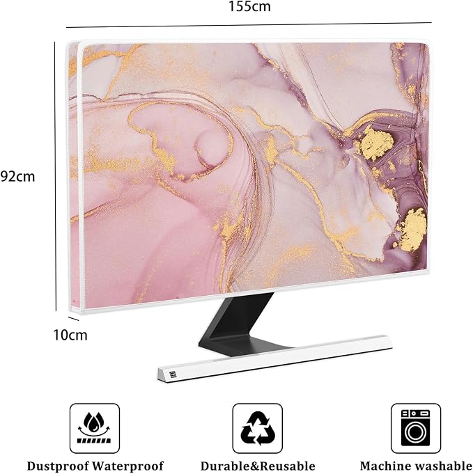 Baocicco Pink Gold Marble Waterproof Screen TV Cover 65 Inch Decorative Modern - Image 2