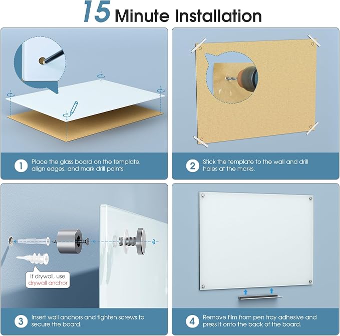 MaxGear Glass Whiteboard, Tempered Magnetic Dry Erase Board, Frameless Wall - Image 6