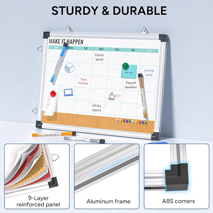 Monthly Calendar Whiteboard and Cork Board Combo - Image 5