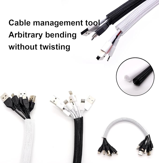 QCSIW 25ft – 1" Split Braided Cable Sleeve – Self-Wrapping Wire Loom Cord - Image 8