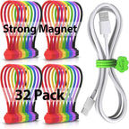 SOOOEC Snap On Magnetic Cable Ties, 32 Pack 7.2" Magnetic Cord Organizer Cute by SOOOEC