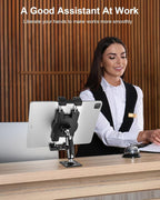 Small Tablet Wall Mount iPad Holder, Metal 360° Adjustable Stand, Alloy Base - Image 4
