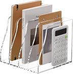 SANRUI Acrylic Desk Magazine File Organizer, 4 Vertical Compartments Clear by SANRUI