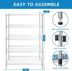 Guan River 5-Shelf Adjustable Metal Shelf Wire Shelving Unit Heavy Duty Storage - Image 3