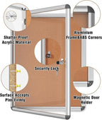 Mifuro 26"x20" Enclosed Bulletin Board, Lockable Weather-Resistant Aluminum - Image 3
