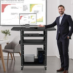 Mobile AV Cart with Pullout Keyboard Tray, Rolling Computer Cart Height - Image 6