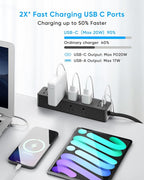 Flat Plug Desk Clamp Power Strip 15FT, 40W Total Fast Charging Station - Image 3
