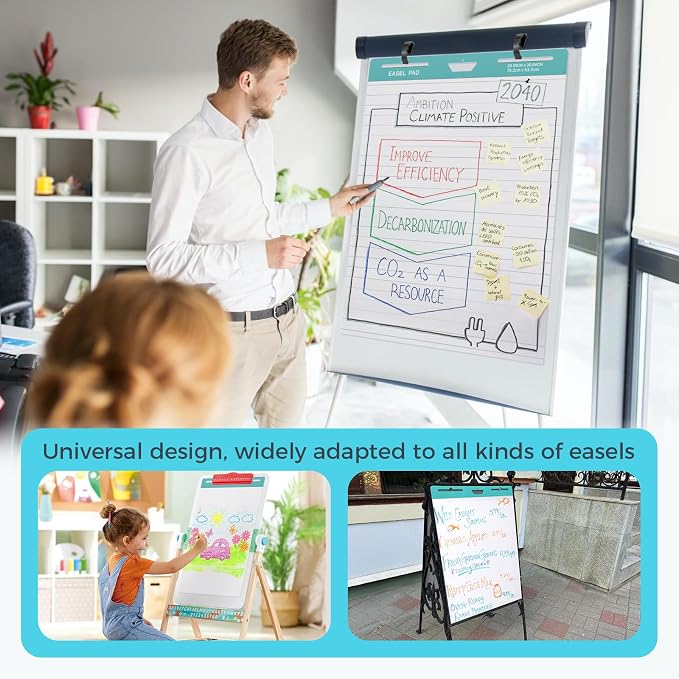 FAHKNS Lined Sticky Easel Pad，Large 25x30 Inch Self-Adhesive Teacher'S Flip - Image 2