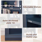 RWYHG 70" Blue Tall Bookshelf, 5-Tier Thick Wooden Book Shelf - Image 6