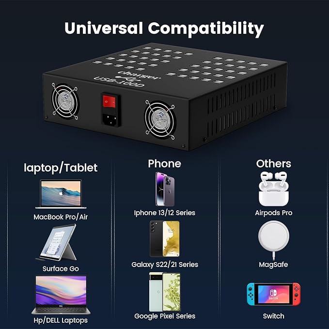 USB Charger, Cinlinso 100 Port 700Watt USB Charging Station - Image 4