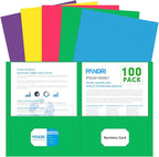 Two Pocket Folders, PANDRI 100 Pack 2 Pocket Folders, Letter Size Paper File by PANDRI