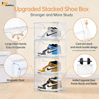 Amllas 8 Pack Shoe Boxes Clear Plastic Stackable, Large Shoe Storage Organizer - Image 3
