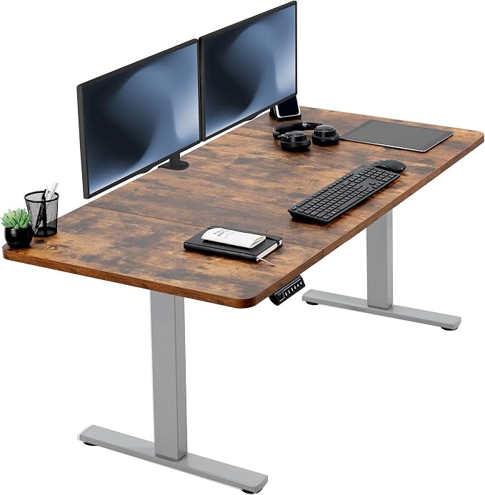 VIVO Electric 60 x 30 in Rustic Standing Desk, Memory Height Adjustment by VIVO