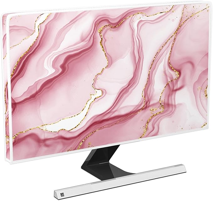 Baocicco Gold Pink Marble Waterproof TV Display Screen Cover 75 Inch TV by Baocicco