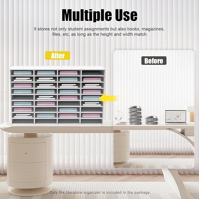 Literature Organizer with 36 Compartments | Adjustable Desktop File Sorter Mail - Image 5