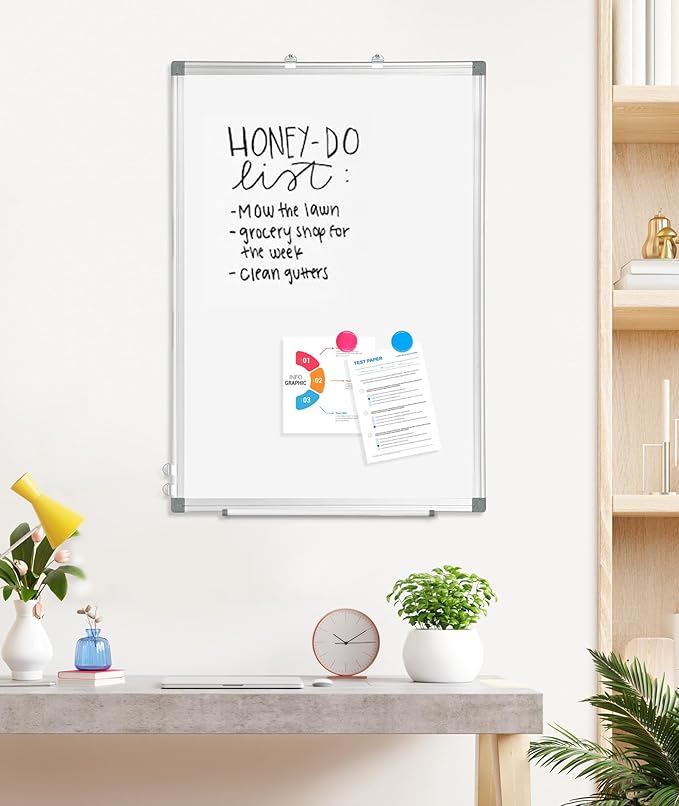 AMUSIGHT 4 Pack Double-Sided Magnetic Whiteboard, Aluminum Frame White Board - Image 8