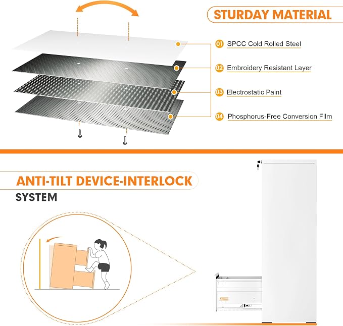 INTERGREAT 4 Drawer File Cabinet, Tall Locking File Cabinets - Image 6