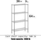 Regal Altair 14" Deep x 36" Wide x 64" Height Wire Shelving Kit | 4-Tier | NSF - Image 3