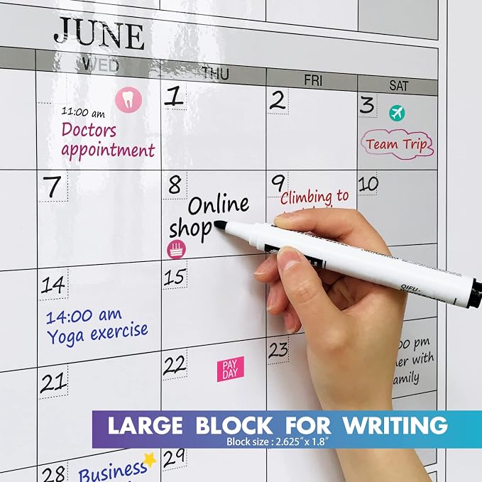 Jumbo Dry Erase Yearly Whiteboard Wall Calendar, Huge 12 Month Laminated - Image 4