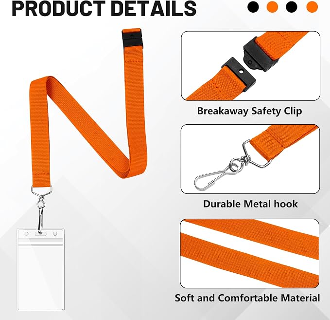 24-Pack Orange Breakaway Lanyards - Image 4