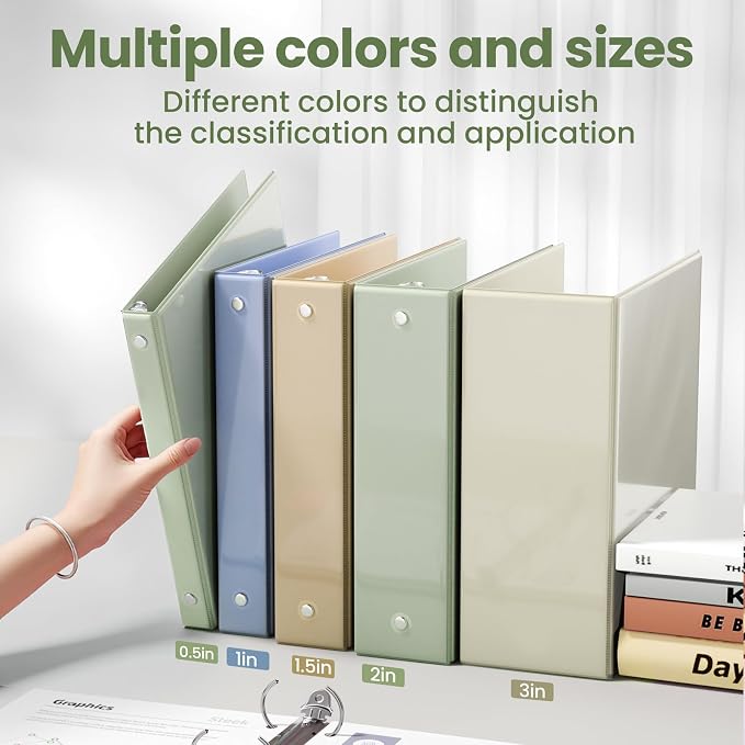 SUNEE 1/2 inch Binder 3 Ring 1 Pack, Sage Green - Image 5