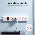 BN-LINK 6-Outlet Power Strip Surge Protector 1-Pack, 4-Foot Extension Cord - Image 2