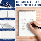 Engrowtic Dot Grid Notebook Top Spiral Notebook A5 Size Bullet Dotted Paper - Image 3
