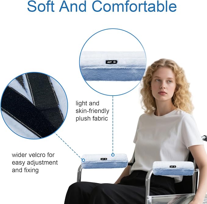 SPRING SEAON Wheelchair Armrest Covers 2 Pack Soft Memory Foam Wheelchair - Image 2