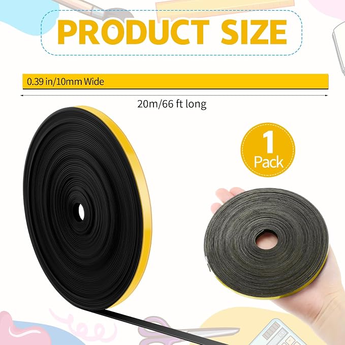 AmazingSpark Magnetic Tape Roll Thin Strips, 0.39 Inch x 66 Feet Magnetic Board - Image 2