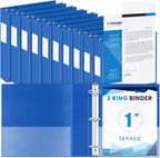 Henoyso 12 Pcs 3 Ring 1 Inch Binders Fits 8.5 x 11 Inch Letter Size Paper by Henoyso
