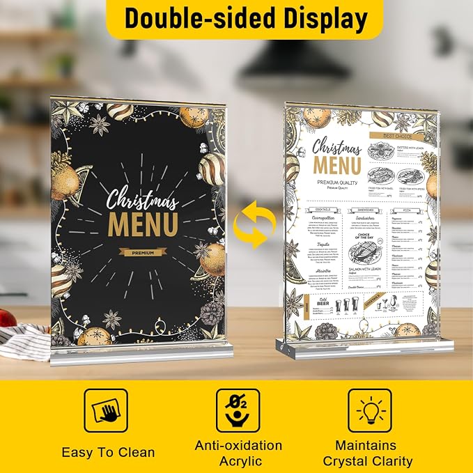 Dynta Acrylic Sign Holder 8.5 x 11 Inches 14 Pack Double Sided Clear Display - Image 3