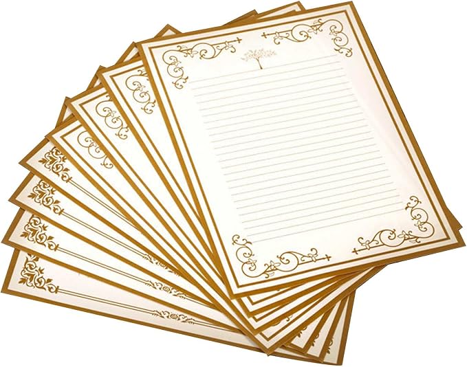 8 Pcs Vintage Letter Papers Set Printable Writing Paper Lined by Unknown