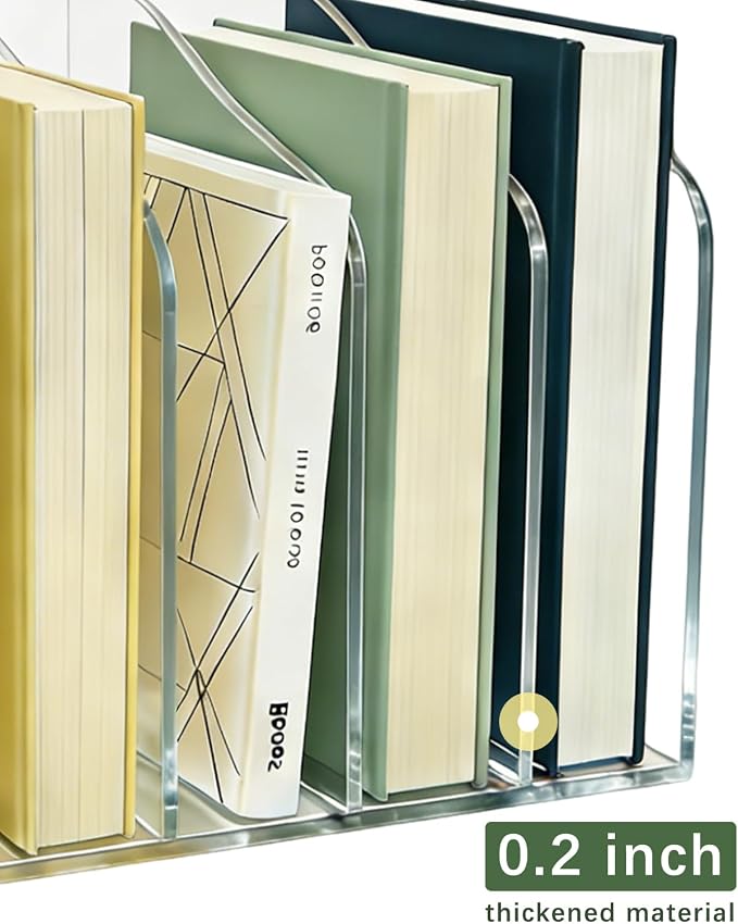 Acrylic Desk Organizer 5 Vertical Compartments Office Organization Clear - Image 3