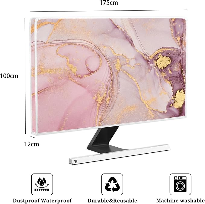 Baocicco Pink Gold Marble Waterproof Screen TV Cover 75 Inch Decorative Modern - Image 2