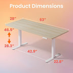 HUANUO 63 x 28 inch Electric Standing Desk Adjustable Height, 4 Memory Height - Image 3