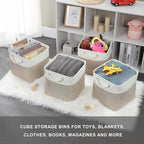 Mangata Canvas Storage Boxes, 11 Inch Cube Storage Bins Set of 6, Fabric Baskets - Image 7
