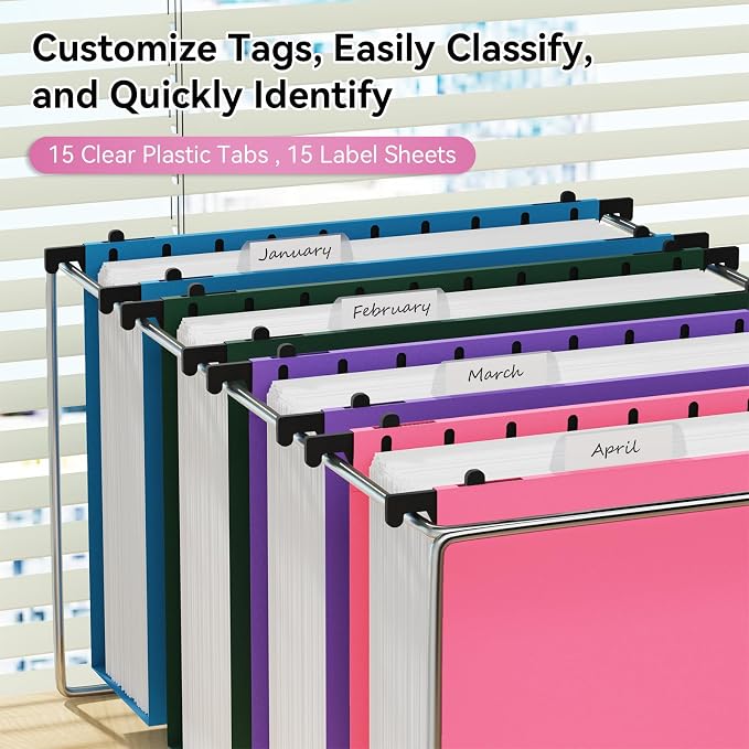 ANSOOK Plastic Hanging File Folders Letter Size, 3 Inch Reinforce Expanding - Image 4