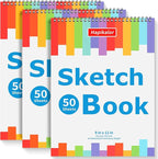 3-Pack 50 Sheets 9" x 12" Sketch Book, Spiral Bound Art Sketchbook, Bulk School by Hapikalor