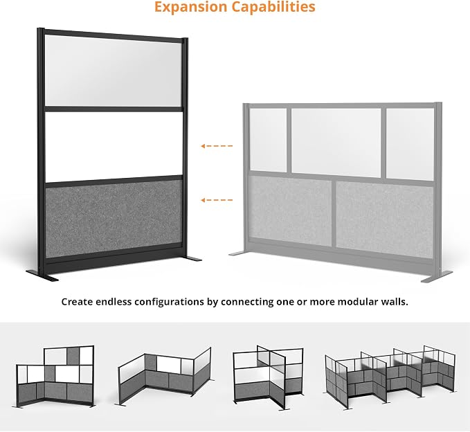 Stand Up Desk Store Workflow Wide Modular Wall | 53'' x 70'' Wall | Expandable - Image 3