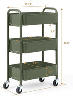 SunnyPoint 3-Tier Delicate Compact Rolling Metal Storage Organizer - Image 6